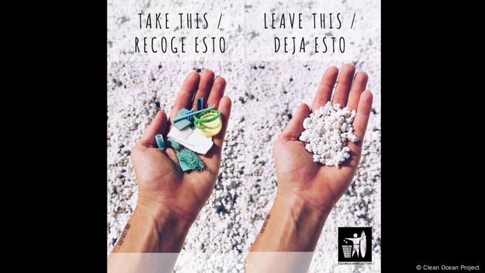 Two photos, one holding dead algae that looks like popcorn, the other holding rubbish