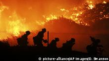 Firefighters battle the Saddleridge fire in Sylmar, Calif., Friday Oct. 11, 2019. (AP Photo/David Swanson) |