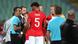 Match referee Ivan Bebek (left) speaks to England manager Gareth Southgate and Tyrone Mings about racist chanting from fans Match referee Ivan Bebek (left) speaks to England manager Gareth Southgate and Tyrone Mings about racist chanting from fans