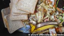 Essensreste und überlagerte Lebensmittel liegen am 14.06.2013 in Berlin in einer Mülltonne für Bio-Abfälle. | Verwendung weltweit