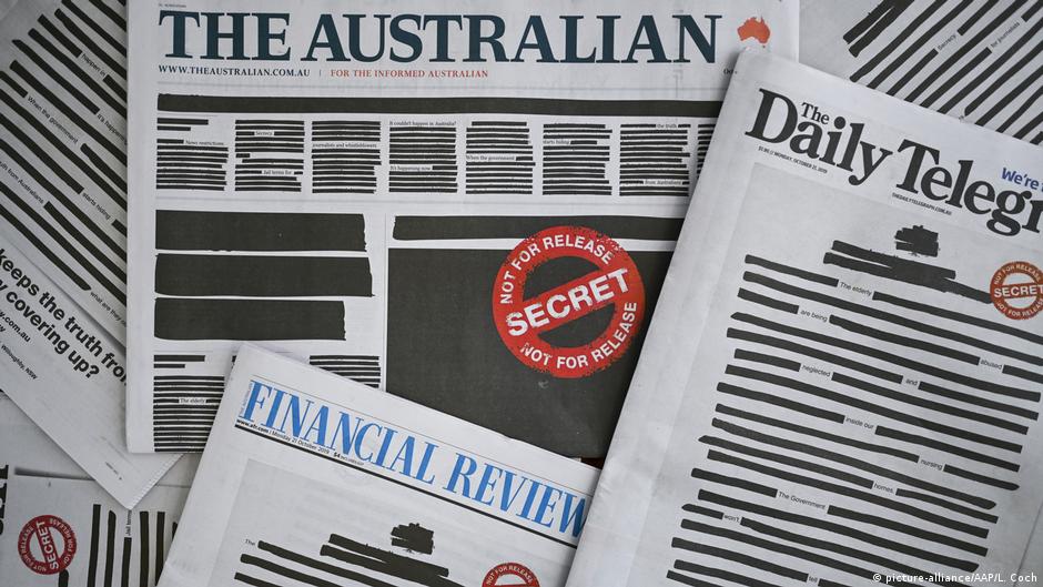 Australia's newspapers protest censorship DW 10/21/2019