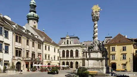 Main square with Fire Tower, historical Old Town, Sopron 