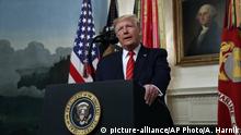 President Donald Trump speaks in the Diplomatic Room of the White House in Washington, Sunday, Oct. 27, 2019. (AP Photo/Andrew Harnik) |