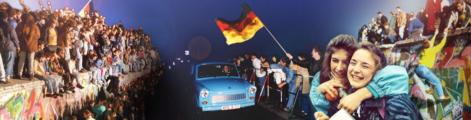 Germans celebrate the fall of the Berlin Wall on Nov. 9, 1989.