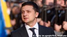 President of Ukraine Volodymyr Zelensky reviews a guard of honor during a welcoming ceremony at the Riga Castle square in Riga, Latvia, on October 16, 2019. (Photo by Gints Ivuskans / AFP) (Photo by GINTS IVUSKANS/AFP via Getty Images)