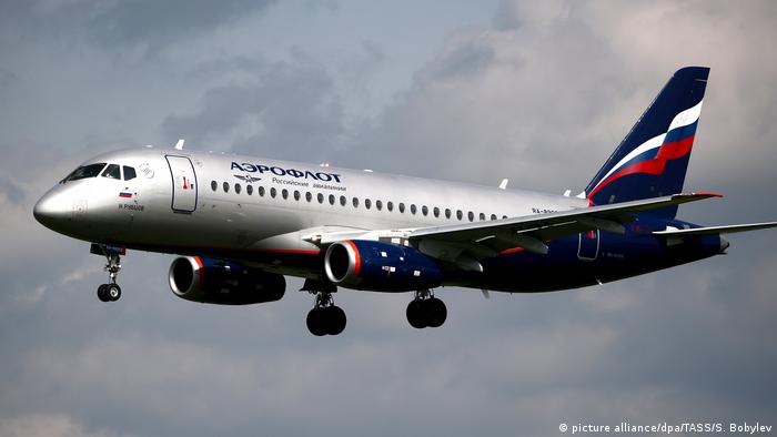 A Sukhoi Superjet 100 passenger plane operated by the Aeroflot Airlines 