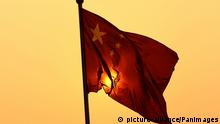 Chinese flag. Sunset. Shanghai International Circuit. |