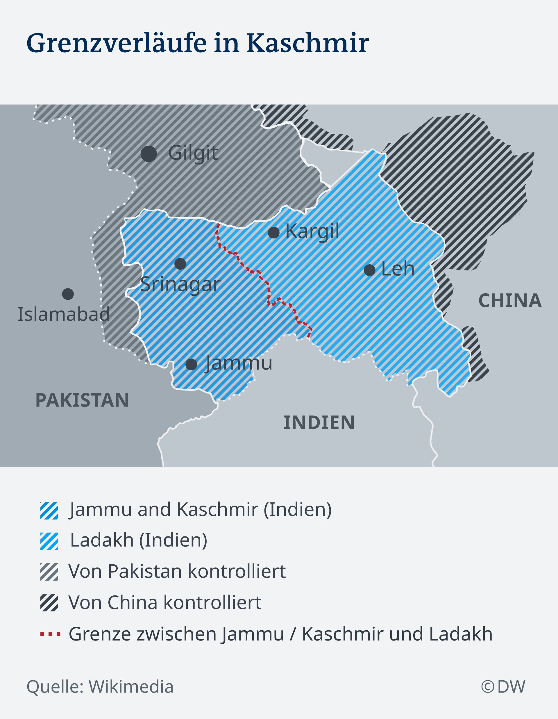 Infografik Karte Grenzverläufe in Kaschmir DE