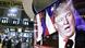 A TV showing Trump on the floor of the NYSE A TV showing Trump on the floor of the NYSE