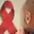 Человек на фоне красной ленточки - символа солидарности с ВИЧ-инфицированными 