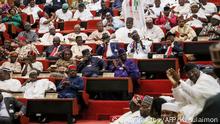Members of House of Senate attend the inauguration of the Nigeria's 9th National Assembly in Abuja. (Photo by Kola SULAIMON / AFP) (Photo credit should read KOLA SULAIMON/AFP via Getty Images)