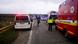 Emergency workers attend the scene after a passenger bus collided with a truck Emergency workers attend the scene after a passenger bus collided with a truck