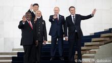 South Africa's President Cyril Ramaphosa, China's President Xi Jinping, India's Prime Minister Narendra Modi, Russia's President Vladimir Putin and Brazil's President Jair Bolsonaro pose for a photo at the BRICS summit in Brasilia, Brazil November 14, 2019. Pavel Golovkin/Pool via REUTERS