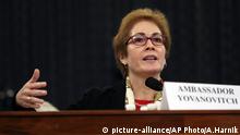 Former U.S. Ambassador to Ukraine Marie Yovanovitch testifies before the House Intelligence Committee on Capitol Hill in Washington, Friday, Nov. 15, 2019, during the second public impeachment hearing of President Donald Trump's efforts to tie U.S. aid for Ukraine to investigations of his political opponents. (AP Photo/Andrew Harnik) |