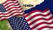 US flags over YEMEN map US flags over YEMEN map