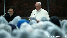 Pope Francis delivers a message at the Atomic Bomb Hypocenter Park in Nagasaki, Japan, November 24, 2019. REUTERS/Issei Kato