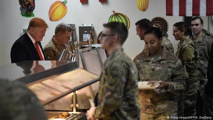 Trump serves Thanksgiving dinner to US troops at Bagram Air Field, Afghanistan