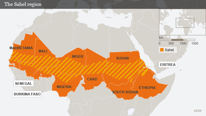 Map showing Africa's Sahel region