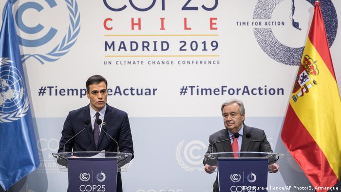 Pedro Sanchez and Antonio Guterres