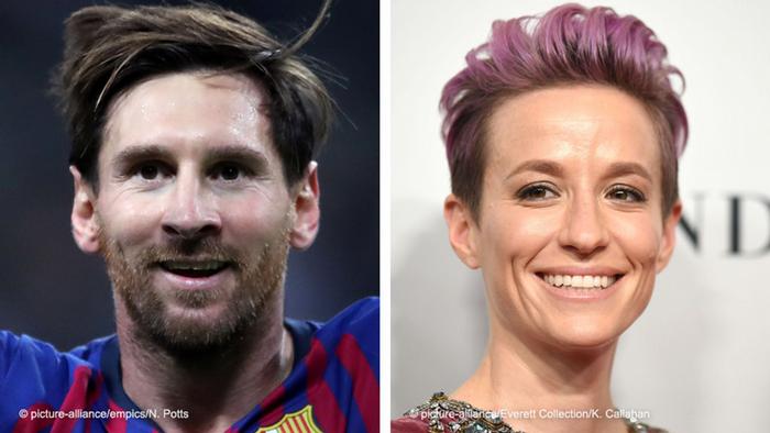 Kombobild Lionel Messi und Rapinoe 