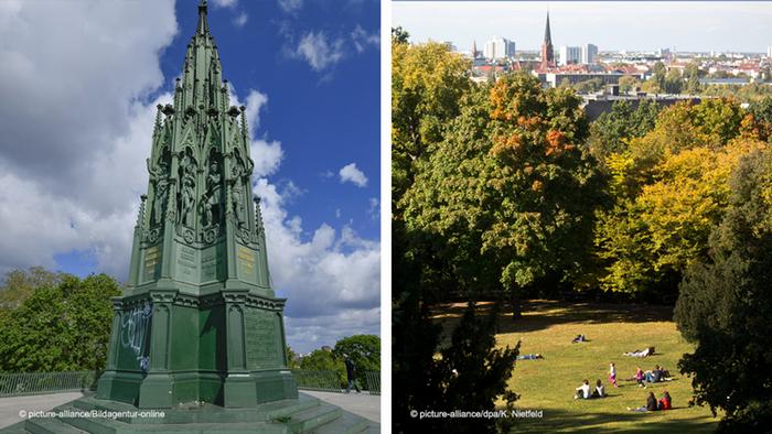 Национальный памятник в честь Освободительных войн (слева) и Викториа-парк (справа)