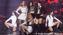 SEOUL, SOUTH KOREA - JANUARY 23: Girl group BlackPink performs on stage during the 8th Gaon Chart K-Pop Awards on January 23, 2019 in Seoul, South Korea. (Photo by Chung Sung-Jun/Getty Images)