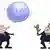 Путин с воздушным шариком с надписью "газ" и Зеленский с кактусом - карикатура Сергея Елкина