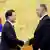 US Diplomat Stephen Biegun shakes hands with South Korean President Moon Jae-In