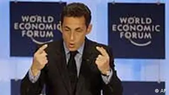 Sarkozy Rede beim Weltwirtschaftsforum in Davos
