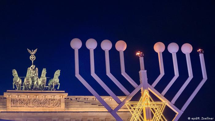 Europe's largest Hanukkah menorah is lit every year in front of Berlin's Brandenburg Gate