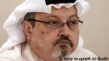 In this file photo taken on December 15, 2014, general manager of Alarab TV, Jamal Khashoggi, looks on during a press conference in the Bahraini capital Manama. - Jamal Khashoggi, a veteran Saudi journalist who has been critical towards the Saudi government has gone missing after visiting the kingdom's consulate in Istanbul on October 2, 2018, the Washington Post reported.
Khashoggi, a former government advisor who went into self-imposed exile in the United States last year to avoid possible arrest, has been critical of some of the policies of Saudi Crown Prince Mohammed bin Salman and Riyadh's intervention in the war in Yemen. (Photo by MOHAMMED AL-SHAIKH / AFP) (Photo credit should read MOHAMMED AL-SHAIKH/AFP via Getty Images)