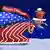 Karikatur von Segey Elkin zu Uncle Sam als Weihnachtsmann geht Richtung Kreml mit einem Sack "Neue Sanktionen"