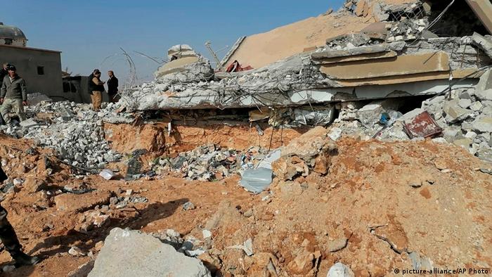Destruction at the militia base following the US strikes