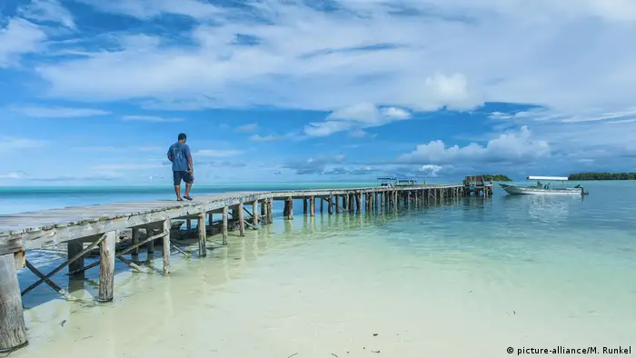 Bootssteg, Carp Island, Chelbacheb-Inseln, auch Rock Islands, Palau, Mikronesien, Ozeanien
