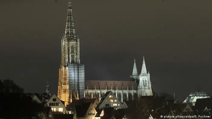 Ulmer Münster bei Nacht, Ulm, Deutschland