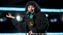 14.11.2019, Las Vegas, USA - NOVEMBER 14: Mon Laferte accepts award for Best Alternative Music Album onstage at the Premiere Ceremony during the 20th annual Latin GRAMMY Awards at MGM Grand Garden Arena on November 14, 2019 in Las Vegas, Nevada. (Photo by Greg Doherty/Getty Images for LARAS)