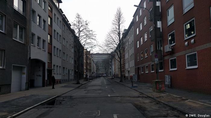 An empty street in the evacuation area