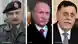 Kombibild - Putin, Khalifa Haftar, Fajis al-Sarradsch