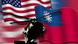 Us and Taiwan flags with Black Hawk helicopter Us and Taiwan flags with Black Hawk helicopter