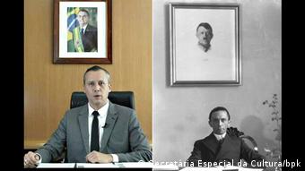 Fotomontage Brasiliens Kulturminister Roberto Alvim und Propagandaminister Joseph Goebbels