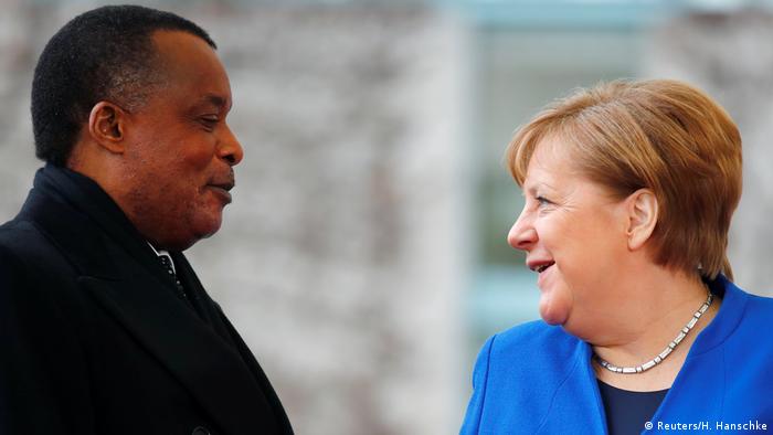 En janvier 2020 à Berlin, Angela Merkel et Denis Sassou Nguesso à l'ouverture du sommet sur la Libye