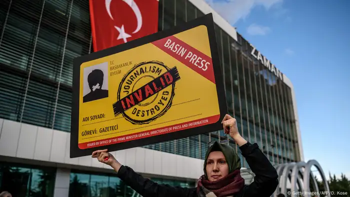 Protest for press freedom in Turkey outside the headquarters of the defunct Zaman newspaper