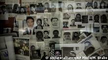 27.05.2015
In this May 27, 2015 photo, images of missing people are tacked to a wall at the Institute of Legal Medicine, in San Salvador, El Salvador. The Central American country has just experienced one of its most-violent months since the end of the civil war in 1992, with more than 600 homicides reported in May for a population of just over 6 million. June is on track to break that mark. (AP Photo/Manu Brabo) |