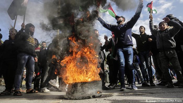 Gazastreifen Gaza City | Protest gegen Friedensplan Trump & Netanjahu