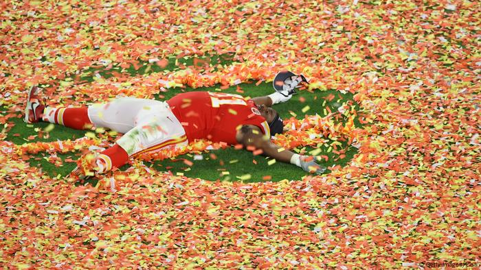 Derrick Nnadi #91 of the Kansas City Chiefs celebrates after defeating the San Francisco 49ers 31-20 in Super Bowl LIV