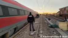 06.02.2020+++ Police is seen at the scene where a high speed train travelling from Milan to Bologna derailed, in Lodi, Italy February 6, 2020. Polizia di Stato/Handout via REUTERS THIS IMAGE HAS BEEN SUPPLIED BY A THIRD PARTY. NO RESALES. NO ARCHIVES