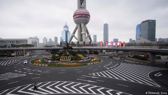 China Shanghai Geisterstädte leere Straßen Coronavirus
