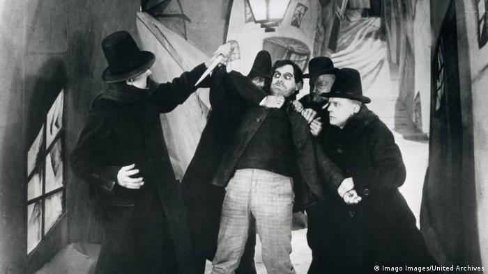 A still image from the film The Cabinet of Dr. Caligari