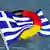 Symbolbild Rettung, Griechenland: Rettungsring in Schwarz-Rot-Gold und griechische Flagge (Grafik: DW)