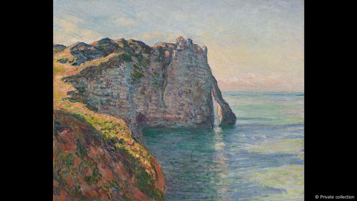Porte d’Aval und Aiguille an der Küste von Étretat (1885). Gemälde von Monet. (Private collection)